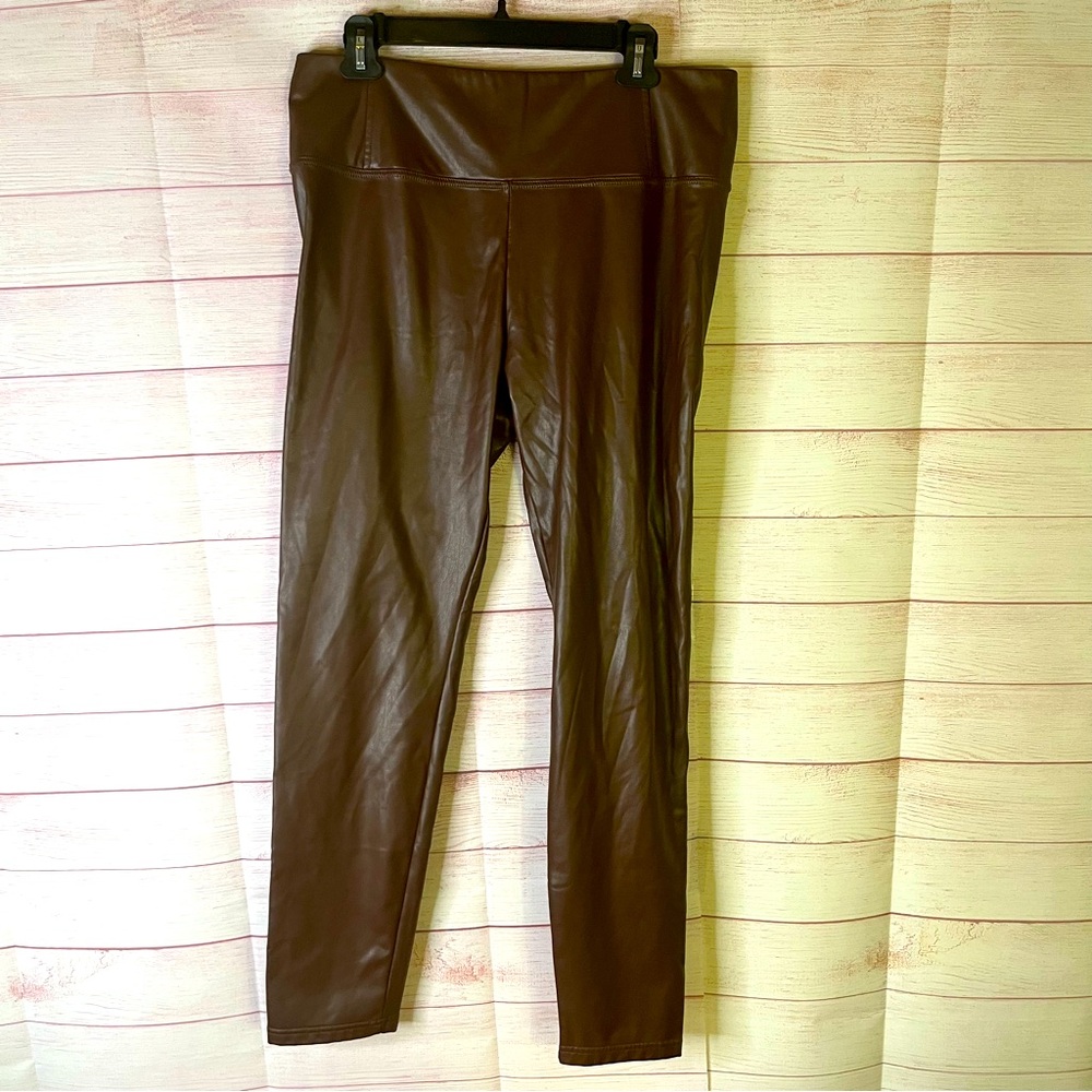 Bagatelle Brown High Rise Faux Leather Leggings Size XL